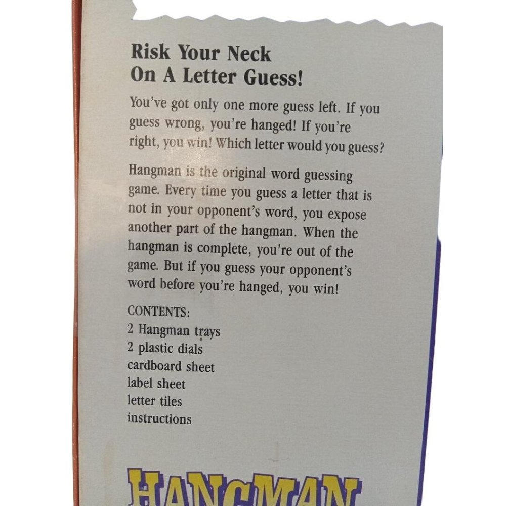Milton Bradley Board Game Hangman 1988 Word Guessing Game 4623 Complete Vintage - Picture 6 of 10